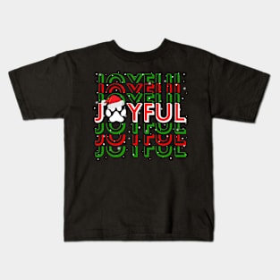 Christmas Cat Paw Joyful Funny Cat Christmas Kids T-Shirt